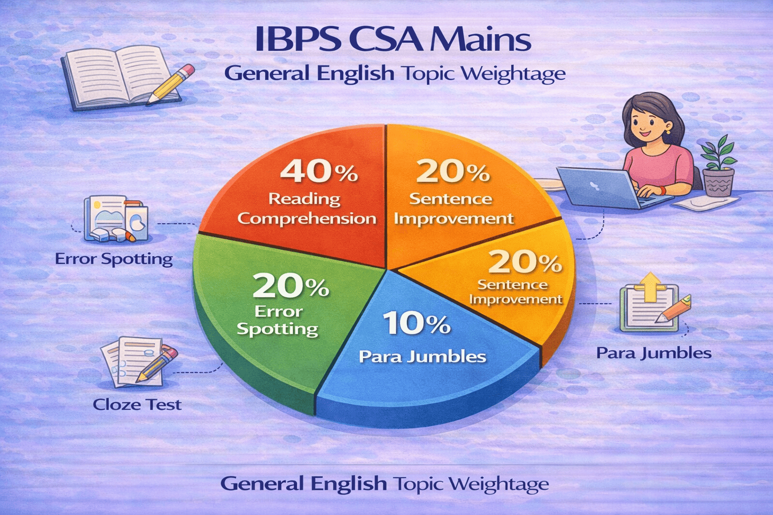 IBPS CSA Mains General English section weightage distribution