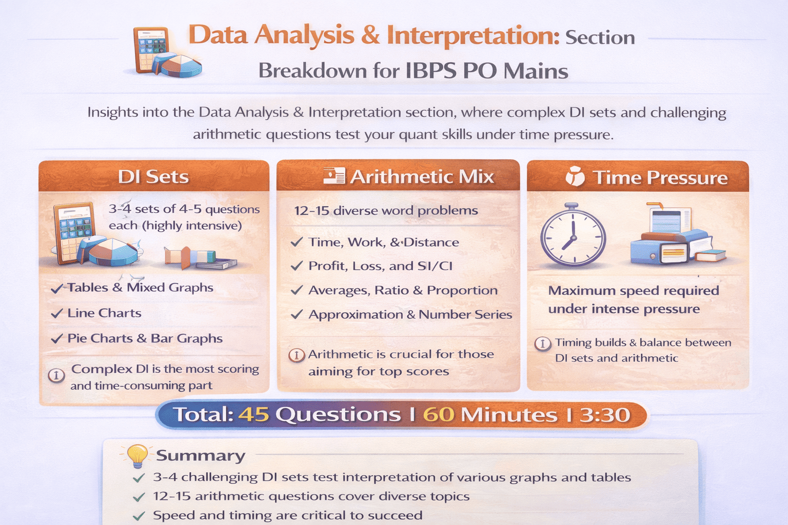 Data Analysis and Interpretation section showing DI sets, arithmetic mix and time pressure