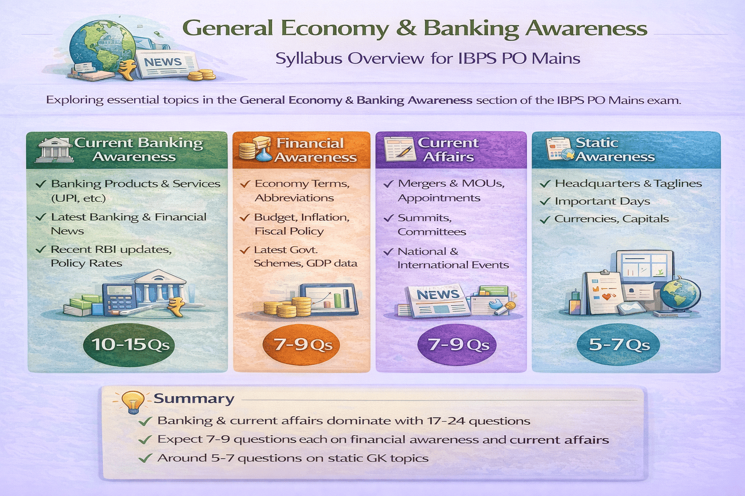 IBPS PO Mains General Economy and Banking Awareness syllabus overview