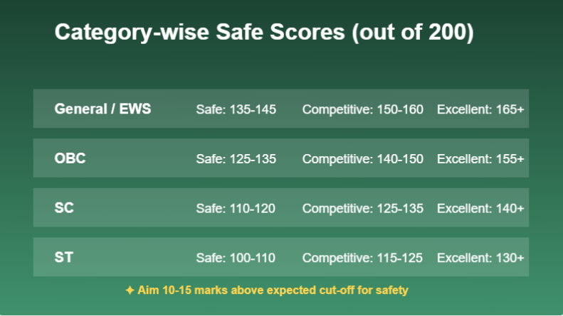Category-wise Safe Scores for SBI Clerk Mains